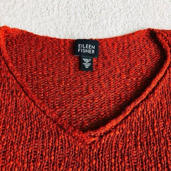Eileen Fisher Terracotta Knit V-neck Sweater - Picture 2 of 13